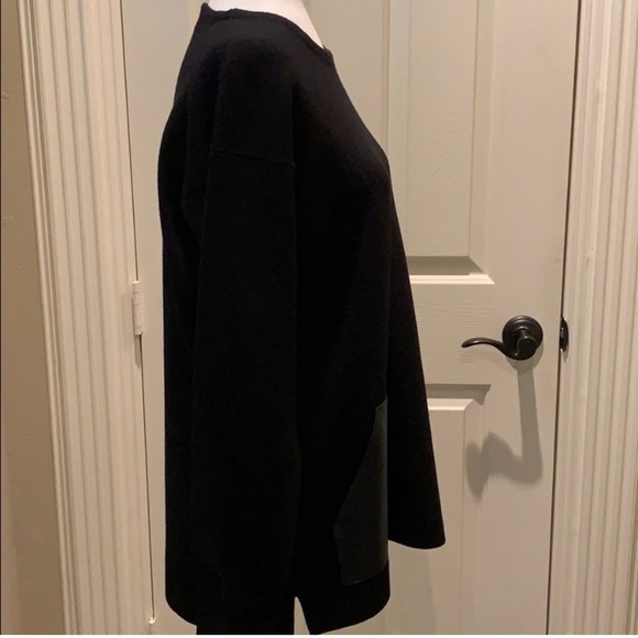 J. Crew black leather pocket sweater - Picture 4 of 8